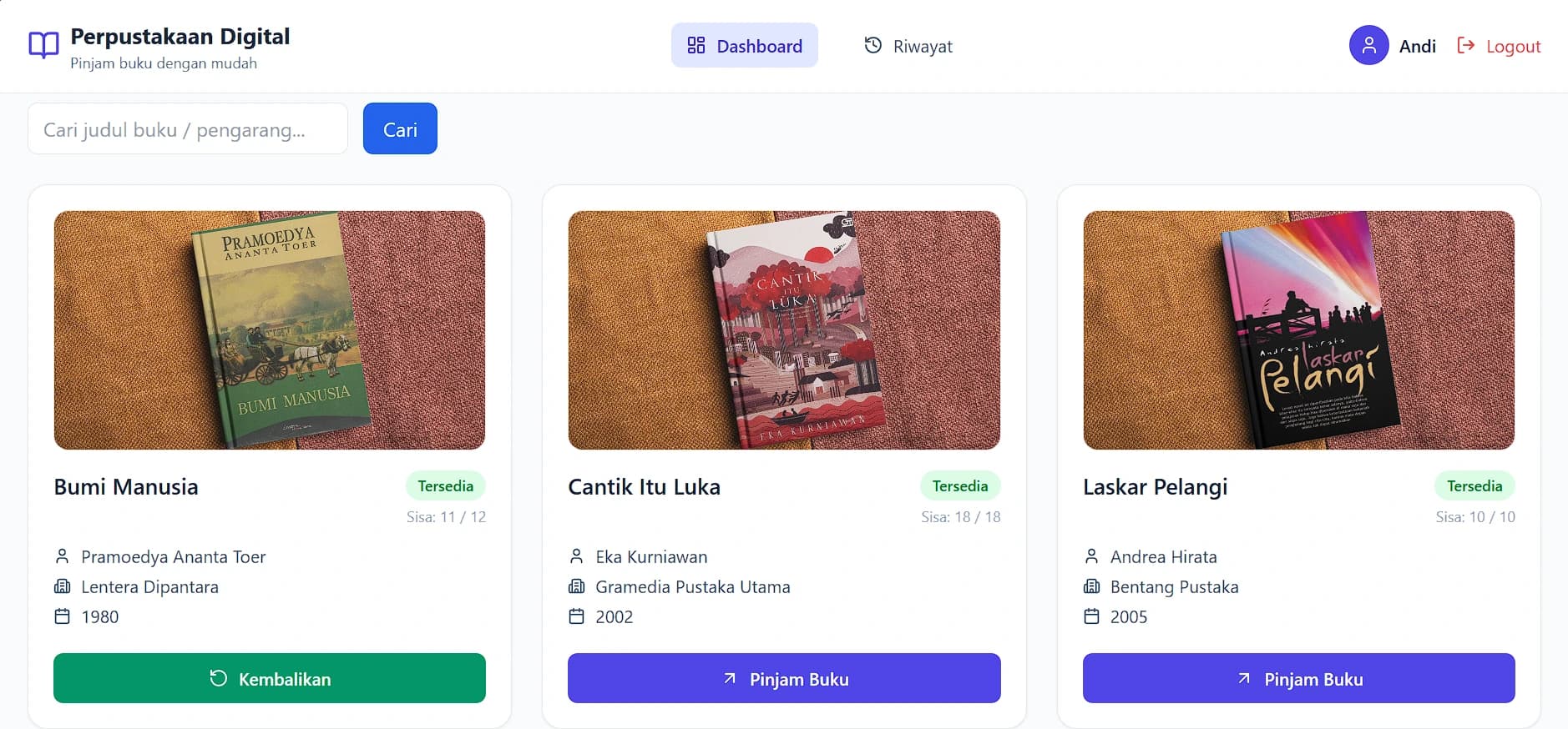 Modern Digital Library Web Application
